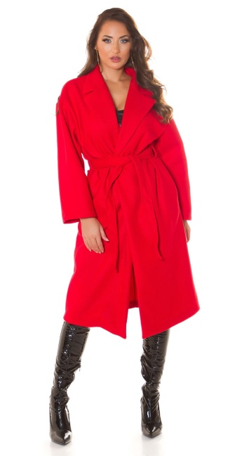 Oversized Coat with belt Red
